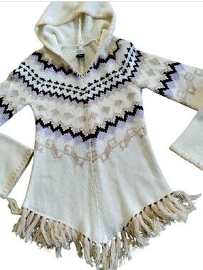 VTG Arizona Hooded Tribal Knit Sweater Poncho Sueter 90s Y2K Hong Kong